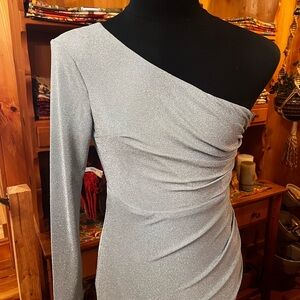 Elegant Silver One-Shoulder Dress
